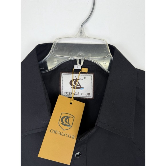 Coevals Club Pearl Snap Shirt Men's Large Black Short Sleeve Western - Picture 2 of 6